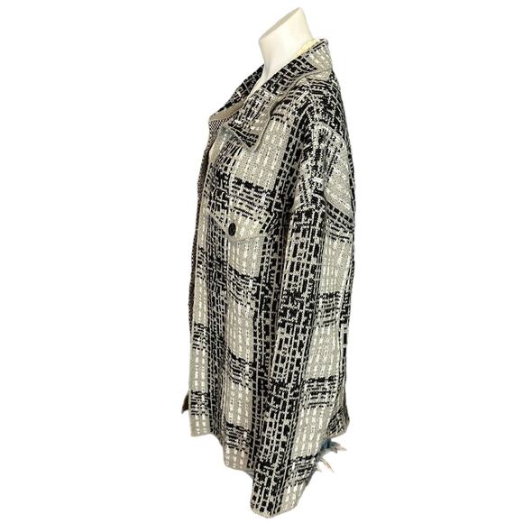 By Design Plaid Shacket Cardigan Sweater XXL Black Gray Oversize Relax Fit Ava - Picture 2 of 6